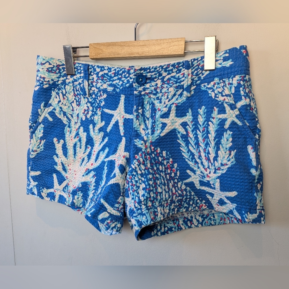 Lilly Pulitzer Callahan Short Brewster Blue Good Reef starfish Size 10 Blue - Picture 2 of 13